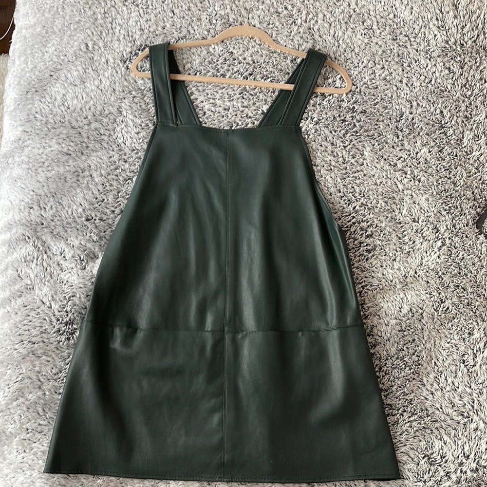 hunter green faux leather dress